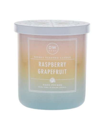נר בכלי זכוכית ומכסה מעוטר - Raspberry Grapefruit
